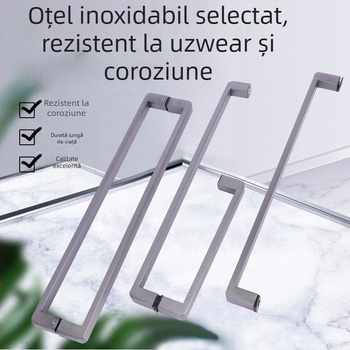 Mâner pentru duș pentru uși din sticlă, oțel inoxidabil 1020, model minimalist cu tub pătrat, stil modern