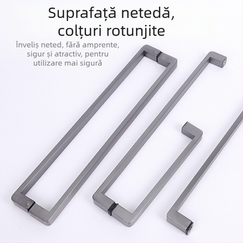 Mâner pentru duș pentru uși din sticlă, oțel inoxidabil 1020, model minimalist cu tub pătrat, stil modern