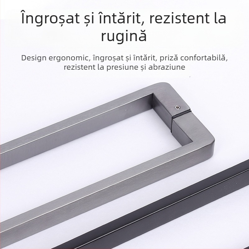Mâner pentru duș pentru uși din sticlă, oțel inoxidabil 1020, model minimalist cu tub pătrat, stil modern