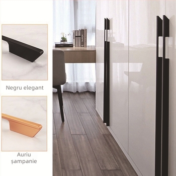 Mâner pentru ușă de dulap, aliaj de aluminiu, turnare prin presiune, formă bară, montaj pe suprafață, model Hy52003