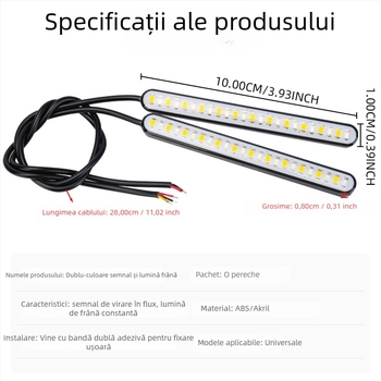 Semnal LED bi-color cu efect de curgere a apei și lumină pentru plăcuța de înmatriculare pentru motociclete electrice – model motor269, 12V