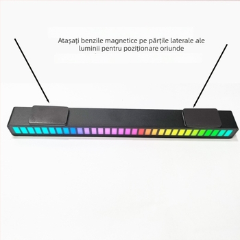 Lumină ambientală LED pentru interiorul mașinii cu RGB, control vocal și ritm, ABS, 1.5W, 5V, 1.5A, compatibil cu modelul 102