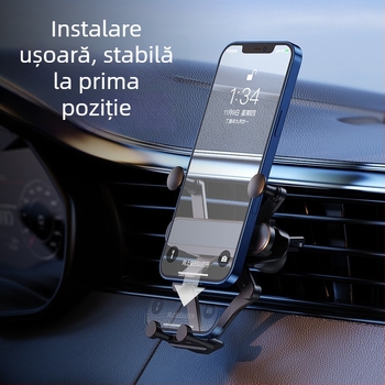 Suport pentru telefon auto cu gravitație - din aliaj, montaj pe ventilație, personalizabil