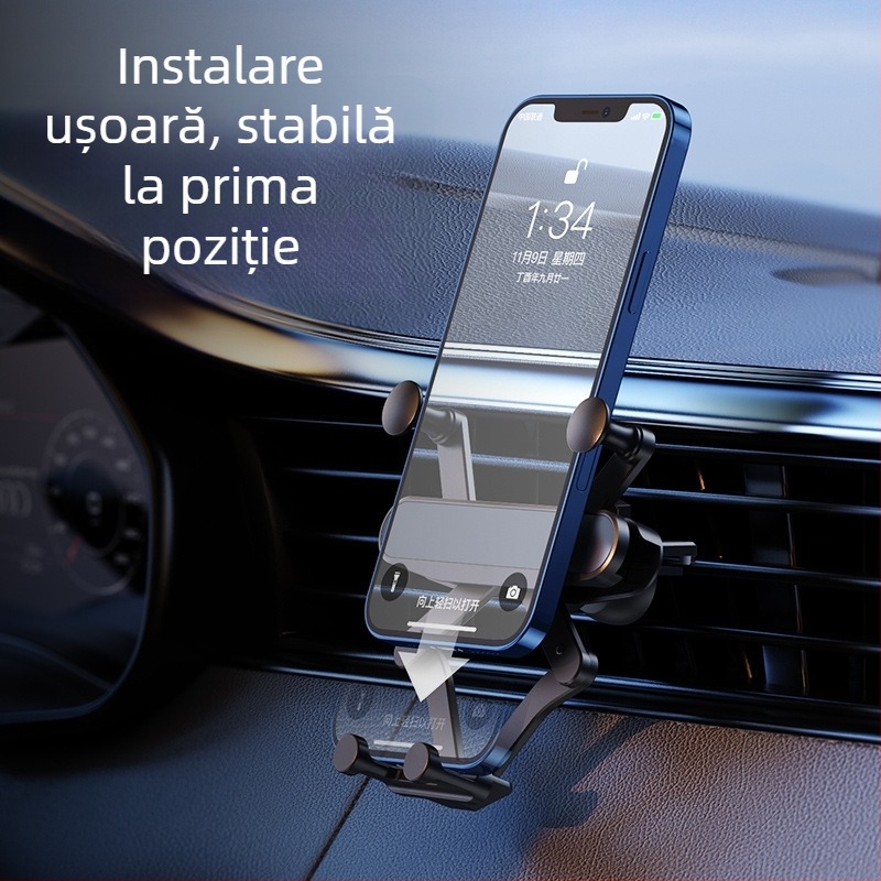 Suport pentru telefon auto cu gravitație - din aliaj, montaj pe ventilație, personalizabil