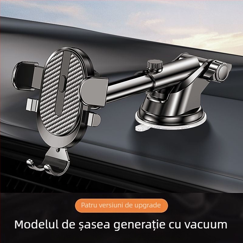 Suport pentru telefon auto cu ventuză, universal pentru vehicule, telescopic, rotire la 360° pentru panoul de bord