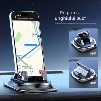 Suport auto pentru telefon - ABS, suport prindere pe bord cu ventuză, model Z01, brand Smooth and prosperous, nealimentat
