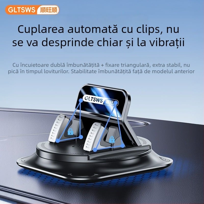 Suport auto pentru telefon - ABS, suport prindere pe bord cu ventuză, model Z01, brand Smooth and prosperous, nealimentat