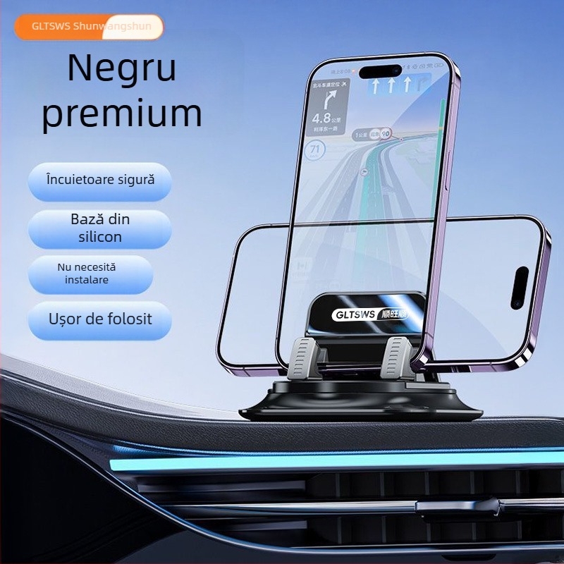 Suport auto pentru telefon - ABS, suport prindere pe bord cu ventuză, model Z01, brand Smooth and prosperous, nealimentat