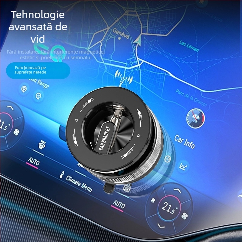 Suport pentru telefon auto Ke hao cu ventuză, rotație la 360°, port USB de încărcare, compatibil universal