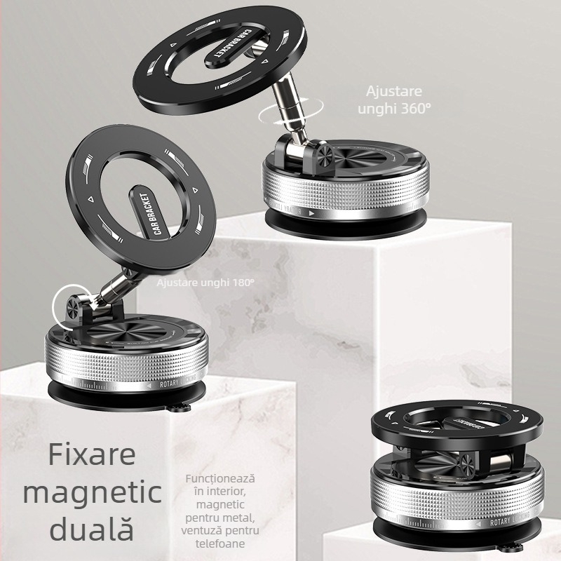 Suport pentru telefon auto Ke hao cu ventuză, rotație la 360°, port USB de încărcare, compatibil universal