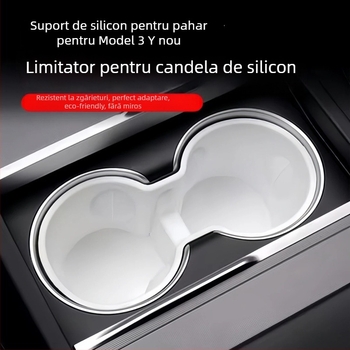 Suport pentru pahare în consola centrală pentru Tesla Model Y (noua versiune) – Material TPE, limitator pentru slot pahare