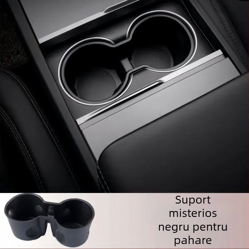 Suport pentru pahare în consola centrală pentru Tesla Model Y (noua versiune) – Material TPE, limitator pentru slot pahare