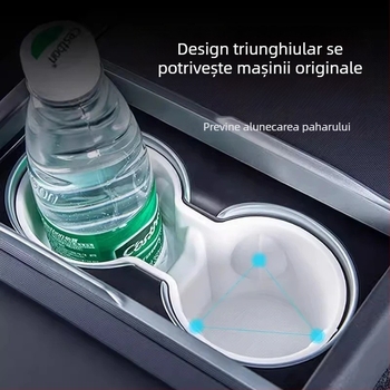 Suport pentru ceașcă și spațiu de depozitare pentru Tesla Model Y și Model 3 – limitator al consolei centrale