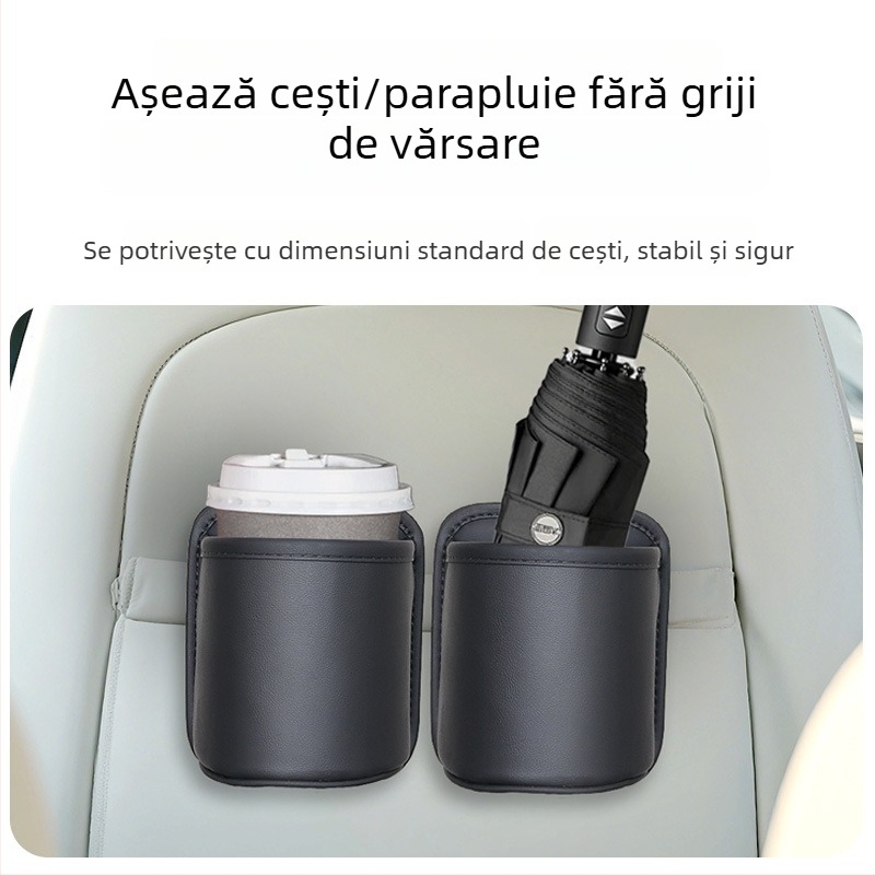 Organizator lateral pentru ușa mașinii, din piele, cu suport pentru băuturi și suport izolant pentru sticlă, capacitate standard