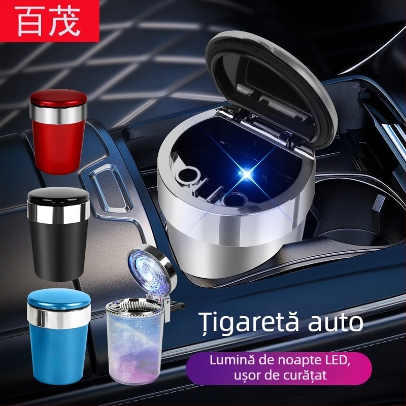 Scrumiere auto suspendate pentru gurile de ventilație, iluminare ambientală LED, BY-1261, plastic, turnare, 145 g