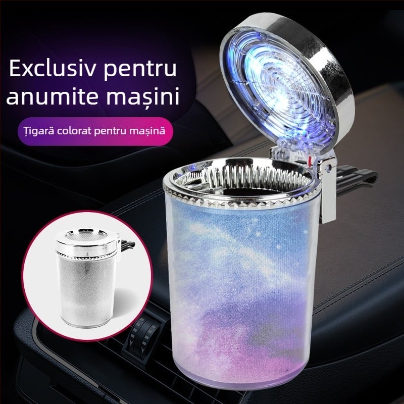 Scrumiere auto suspendate pentru gurile de ventilație, iluminare ambientală LED, BY-1261, plastic, turnare, 145 g