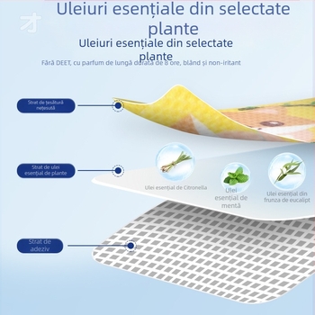 Plasture anti-țânțari cu ulei esențial vegetal, formă solidă, 24 plasturi/cutie, netoxic, pentru copii și sugari, utilizare în aer liber vara