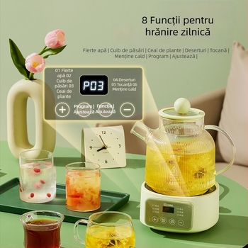 Ceainic de sănătate din sticlă, cu control microcomputer, 1-1.5 L, 220 V, 500 W