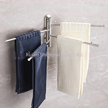 Suport pentru prosoape fără găuri din oțel inoxidabil 304 pentru baie, bară de prosoape rotativă și spațiu de depozitare, 2–4 niveluri