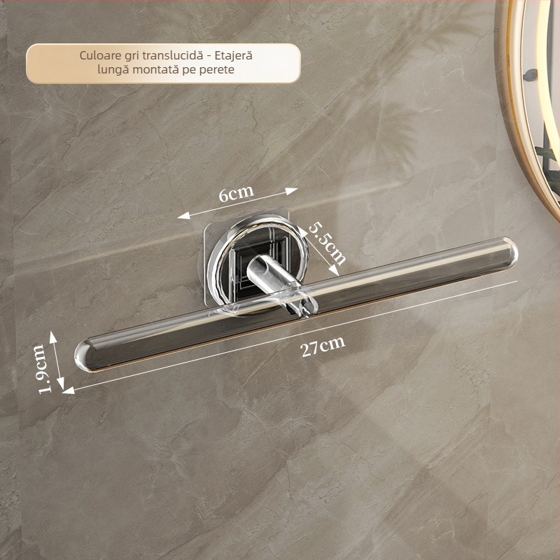 Bară de prosoape - Sistem de depozitare montat pe perete cu cârlig în formă de L, din plastic, lucios, capacitate 5 kg