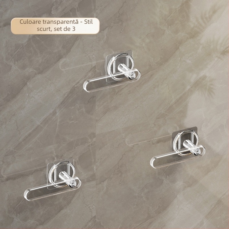 Bară de prosoape - Sistem de depozitare montat pe perete cu cârlig în formă de L, din plastic, lucios, capacitate 5 kg