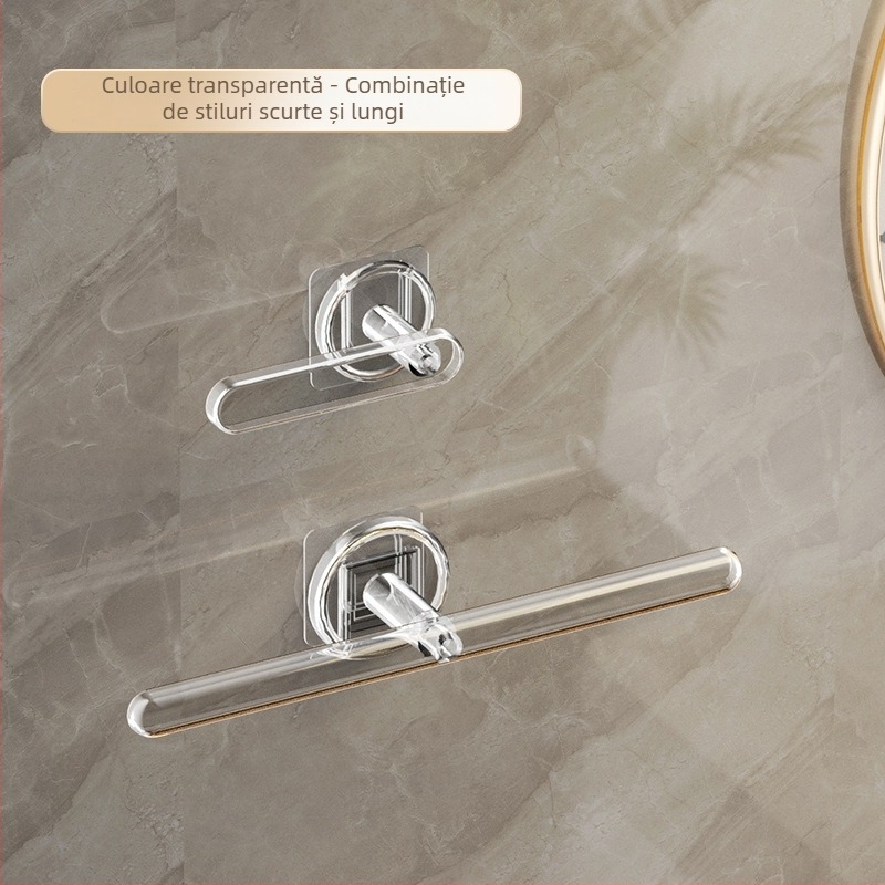 Bară de prosoape - Sistem de depozitare montat pe perete cu cârlig în formă de L, din plastic, lucios, capacitate 5 kg