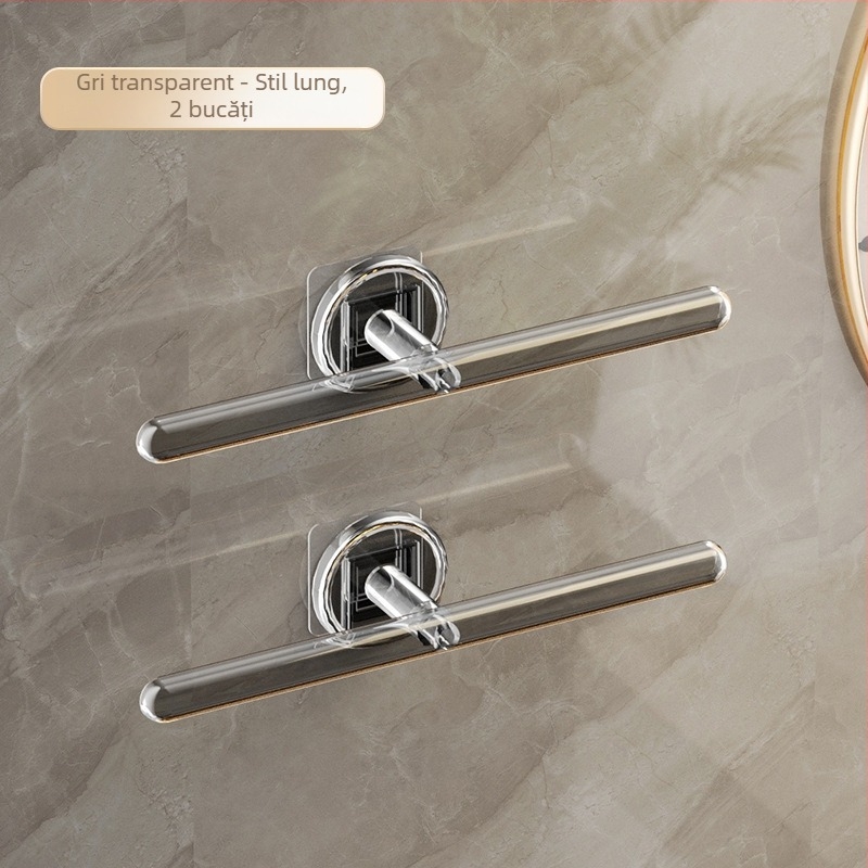 Bară de prosoape - Sistem de depozitare montat pe perete cu cârlig în formă de L, din plastic, lucios, capacitate 5 kg