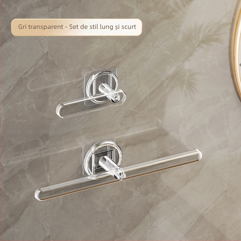 Bară de prosoape - Sistem de depozitare montat pe perete cu cârlig în formă de L, din plastic, lucios, capacitate 5 kg