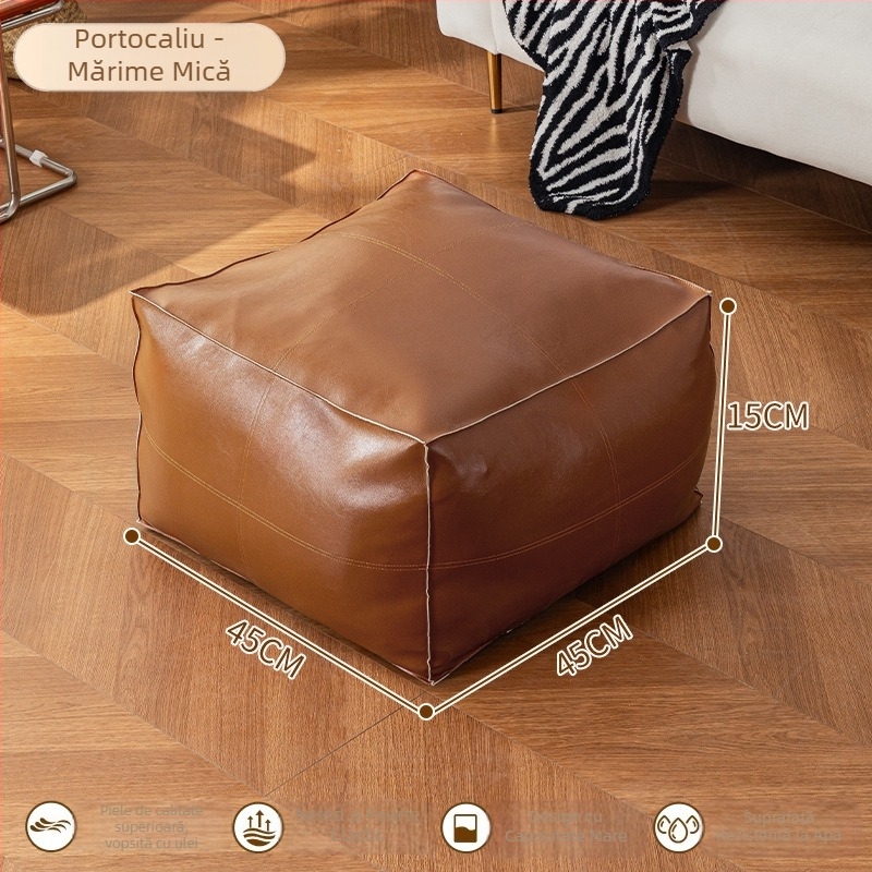 Taburet de depozitare din piele, multifuncțional, capacitate 50 L, încărcare 100 kg, formă dreptunghiulară