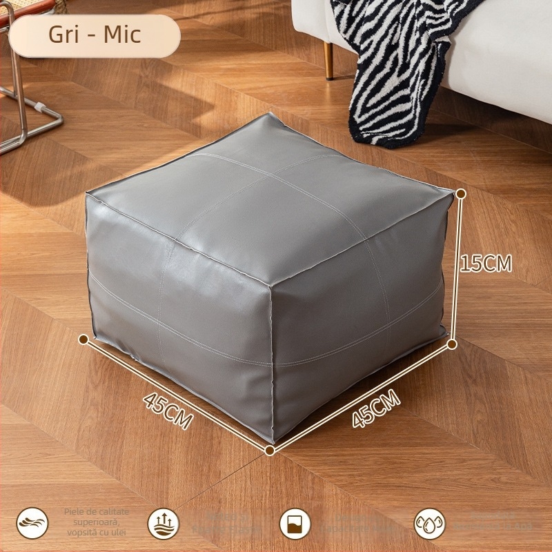 Taburet de depozitare din piele, multifuncțional, capacitate 50 L, încărcare 100 kg, formă dreptunghiulară