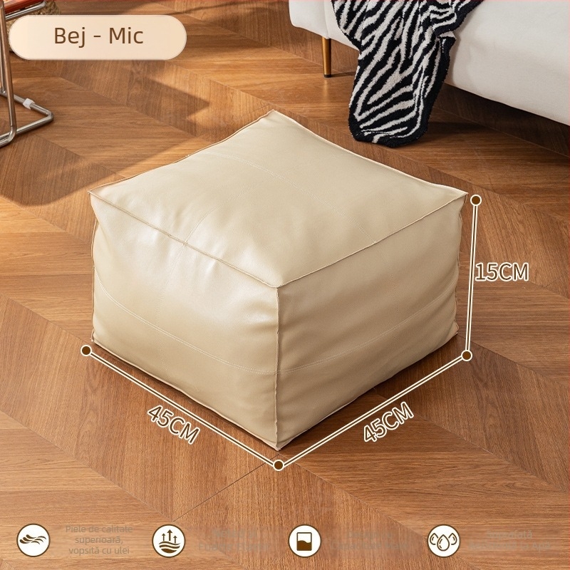 Taburet de depozitare din piele, multifuncțional, capacitate 50 L, încărcare 100 kg, formă dreptunghiulară