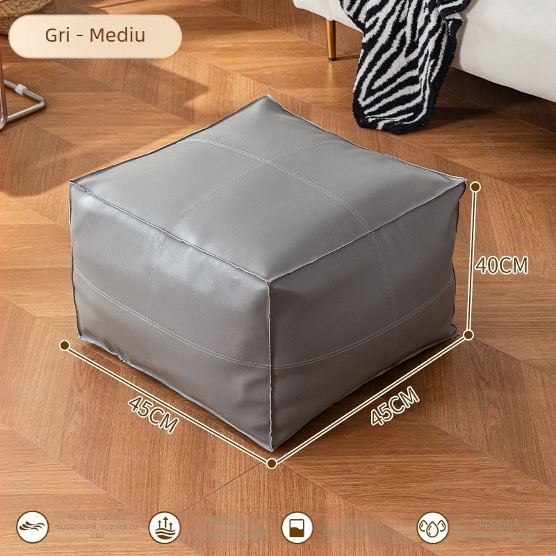 Taburet de depozitare din piele, multifuncțional, capacitate 50 L, încărcare 100 kg, formă dreptunghiulară