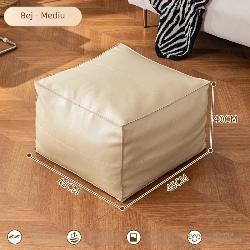 Taburet de depozitare din piele, multifuncțional, capacitate 50 L, încărcare 100 kg, formă dreptunghiulară