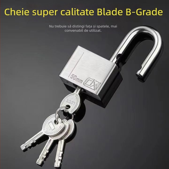 Lacăt din oțel inoxidabil HT-9685, pentru uz casnic și exterior, deschidere dreaptă, 304