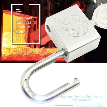 Lacăt din oțel inoxidabil 304, anti-furt, impermeabil, deschidere dreptunghiulară, model Sbe, design modern minimalist