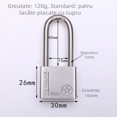Lacăt din oțel inoxidabil 304, anti-furt, impermeabil, deschidere dreptunghiulară, model Sbe, design modern minimalist