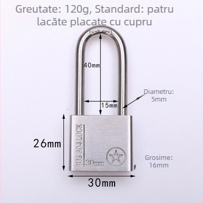 Lacăt din oțel inoxidabil 304, anti-furt, impermeabil, deschidere dreptunghiulară, model Sbe, design modern minimalist