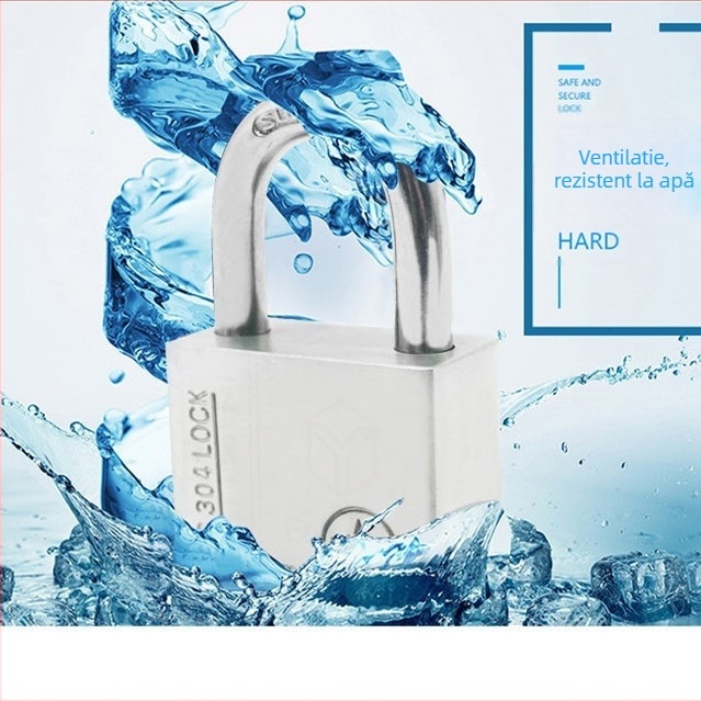 Lacăt din oțel inoxidabil 304, anti-furt, impermeabil, deschidere dreptunghiulară, model Sbe, design modern minimalist