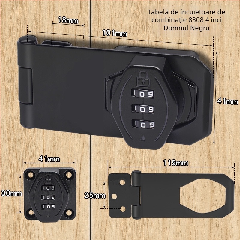 Încuțare dulap Jin Aoding din aliaj de zinc, instalare fără găuri, blocare pentru sertar/ garderobă cu unghi de 90°, model 2023.1.7, etichetă privată licențiată disponibilă