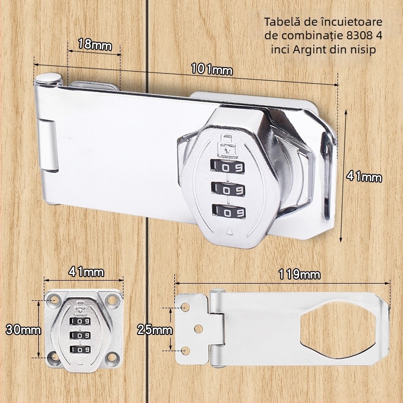Încuțare dulap Jin Aoding din aliaj de zinc, instalare fără găuri, blocare pentru sertar/ garderobă cu unghi de 90°, model 2023.1.7, etichetă privată licențiată disponibilă