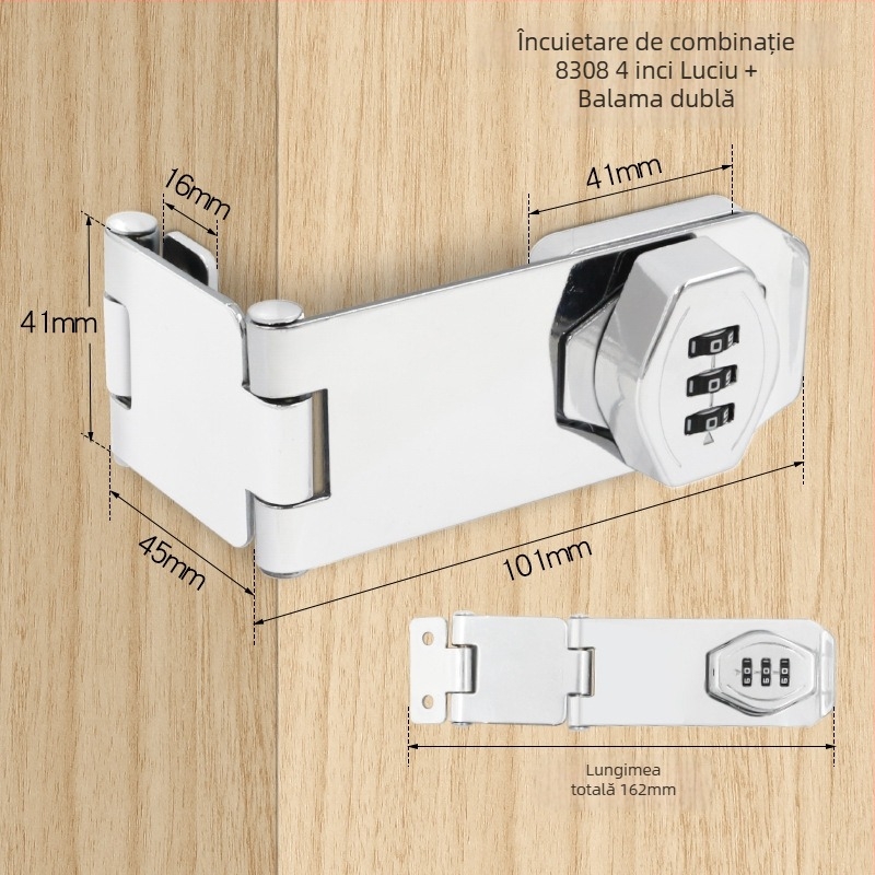 Încuțare dulap Jin Aoding din aliaj de zinc, instalare fără găuri, blocare pentru sertar/ garderobă cu unghi de 90°, model 2023.1.7, etichetă privată licențiată disponibilă
