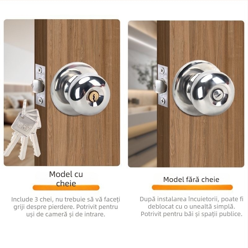 Ball lock încuietoare interioară pentru uși, multifuncțională, din fier, model 5831, stil modern minimalist