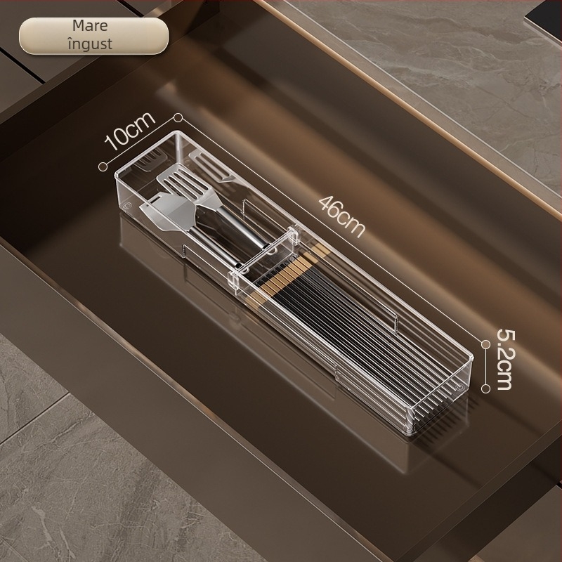 Cutie de depozitare pentru sertare, cu divizor detașabil; PET transparent; stil simplu și modern; montaj pe podea; personalizabil