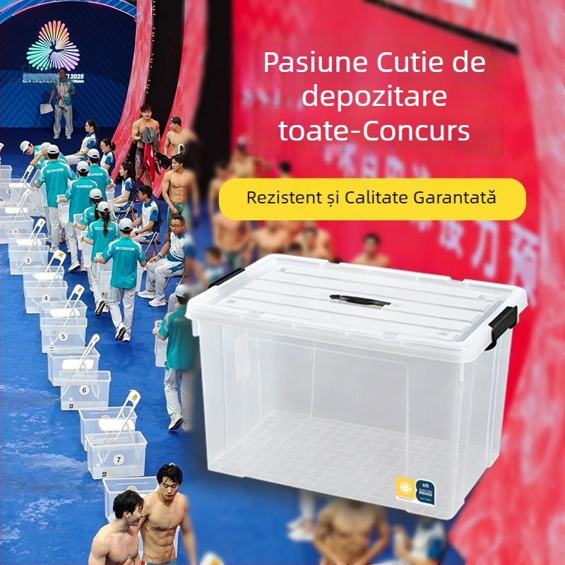 Cutie de depozitare din PP, 20–30 L, cu capac, portabilă, movabilă