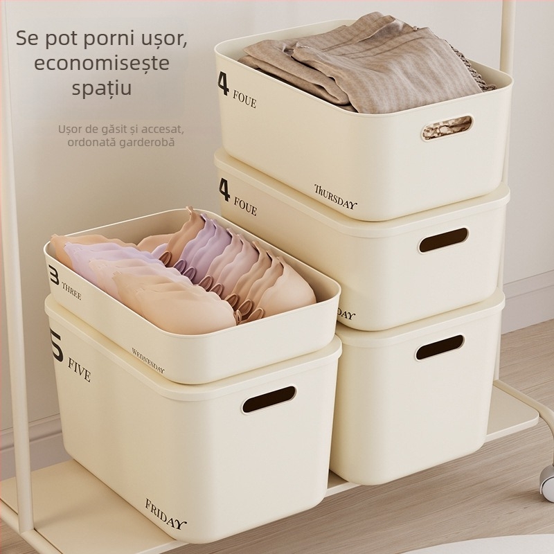 Cutie de depozitare, din plastic, 45 L, fără capac, stil minimalist modern