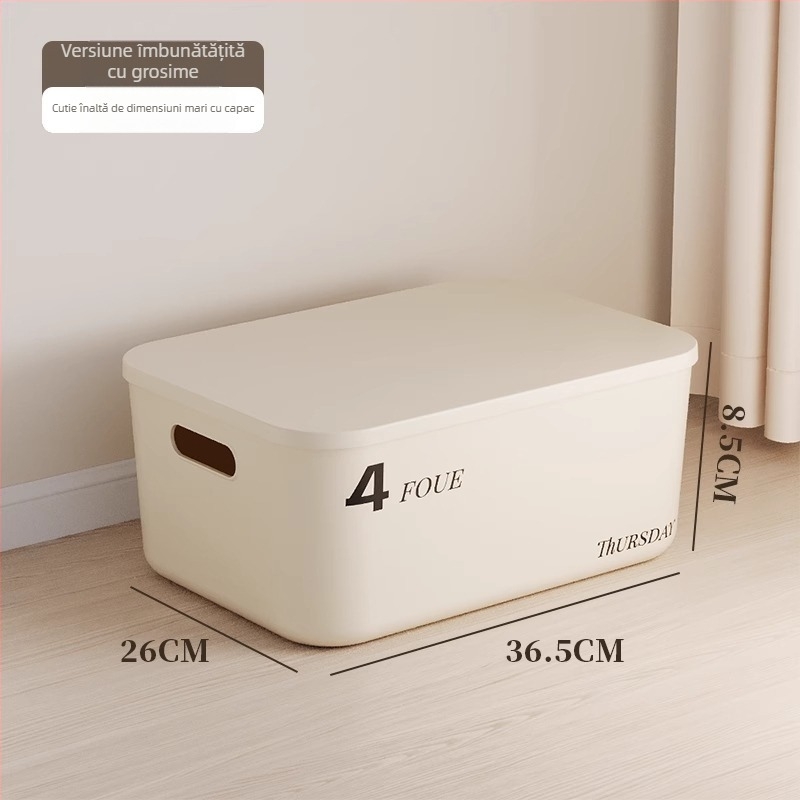 Cutie de depozitare, din plastic, 45 L, fără capac, stil minimalist modern