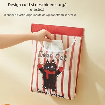 Sac de depozitare din plasă pentru saci de gunoi, montat pe perete, bucătărie, design drăguț cartoon, multipurpose.