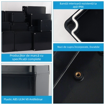 Cutie de conectare impermeabilă pentru exterior, din ABS, carcasă cu rating V0, ignifugă