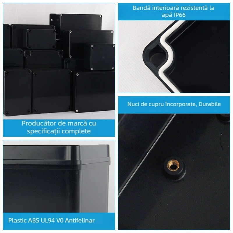 Cutie de conectare impermeabilă pentru exterior, din ABS, carcasă cu rating V0, ignifugă