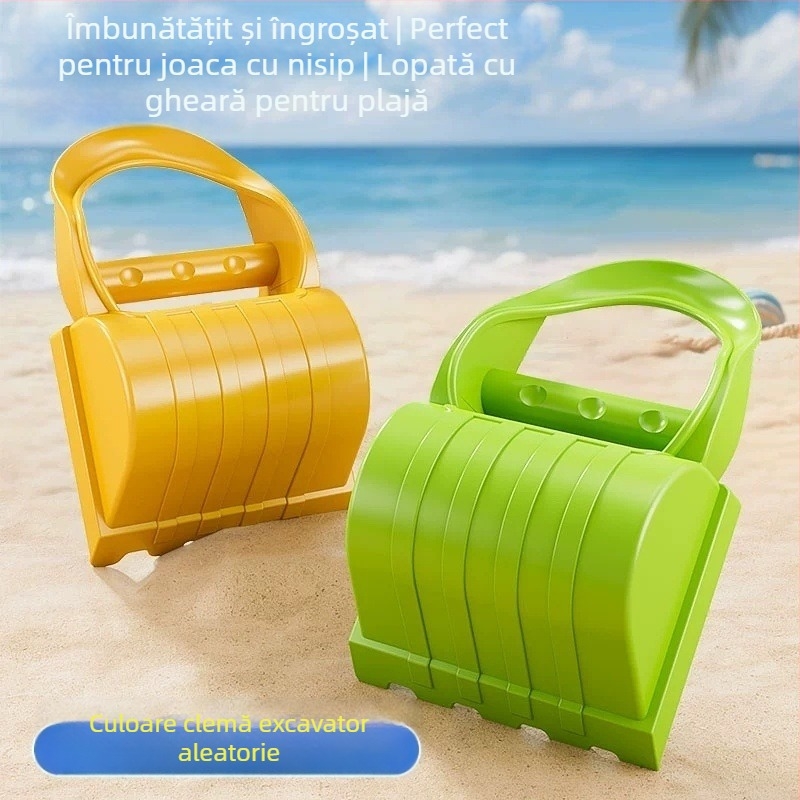 Set de joacă pentru plajă cu mașinuță pentru copii și joc în nisip și zăpadă; plastic, pentru vârsta 4–6 ani, include găleată și lopățică